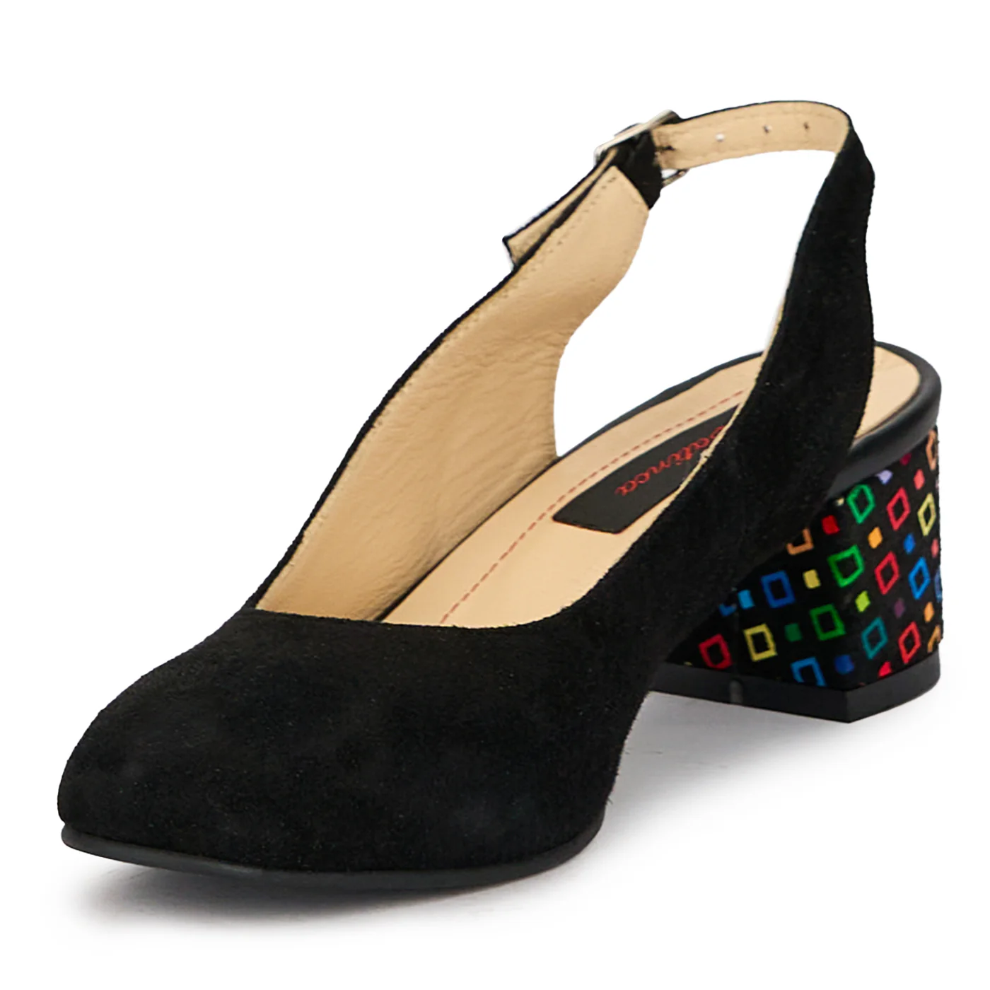 Sandale dama din piele naturala neagra cu toc gros 6 cm 15616 - Image 3