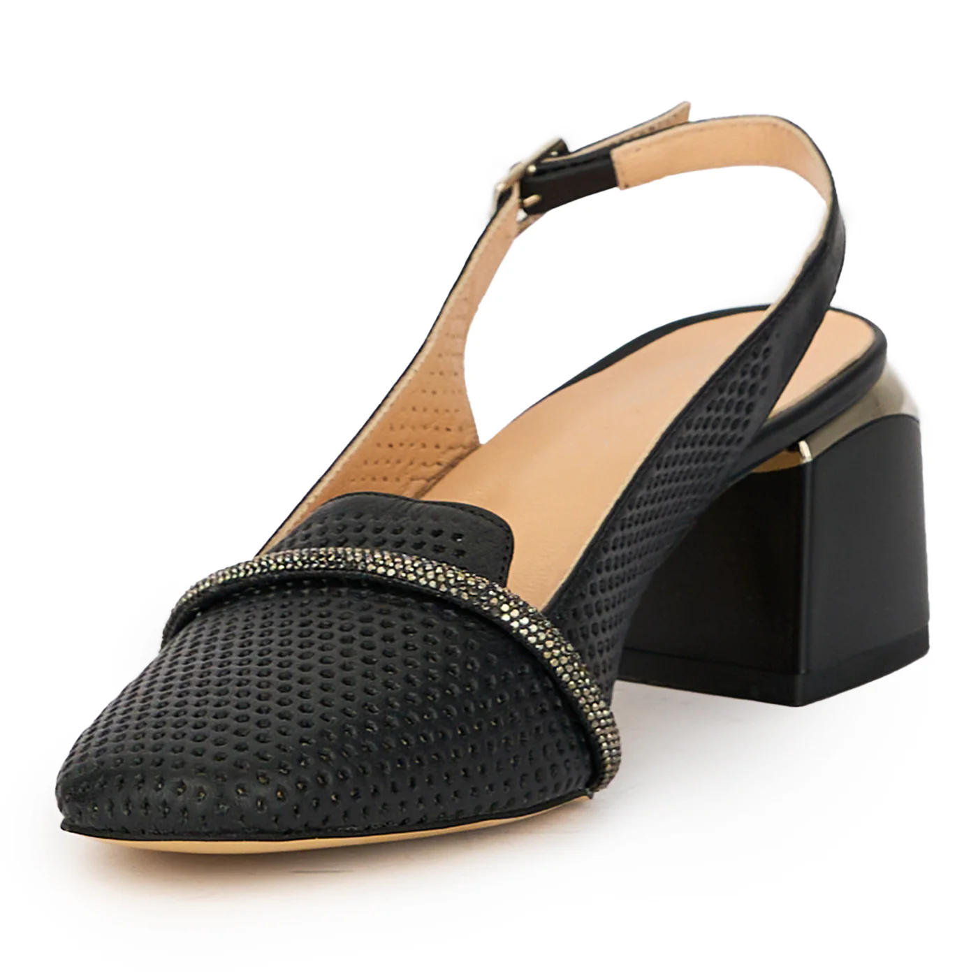 Sandale dama din piele naturala neagra cu toc gros 6 cm 15648 - Image 3