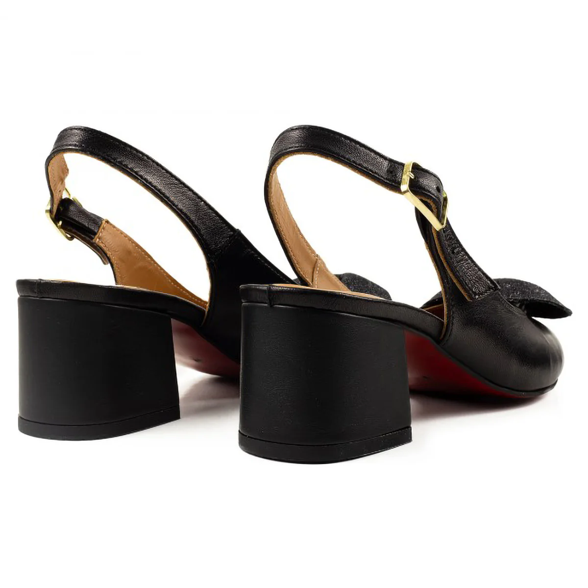 Sandale dama din piele naturala neagra cu toc gros 6 cm 15809 - Image 2