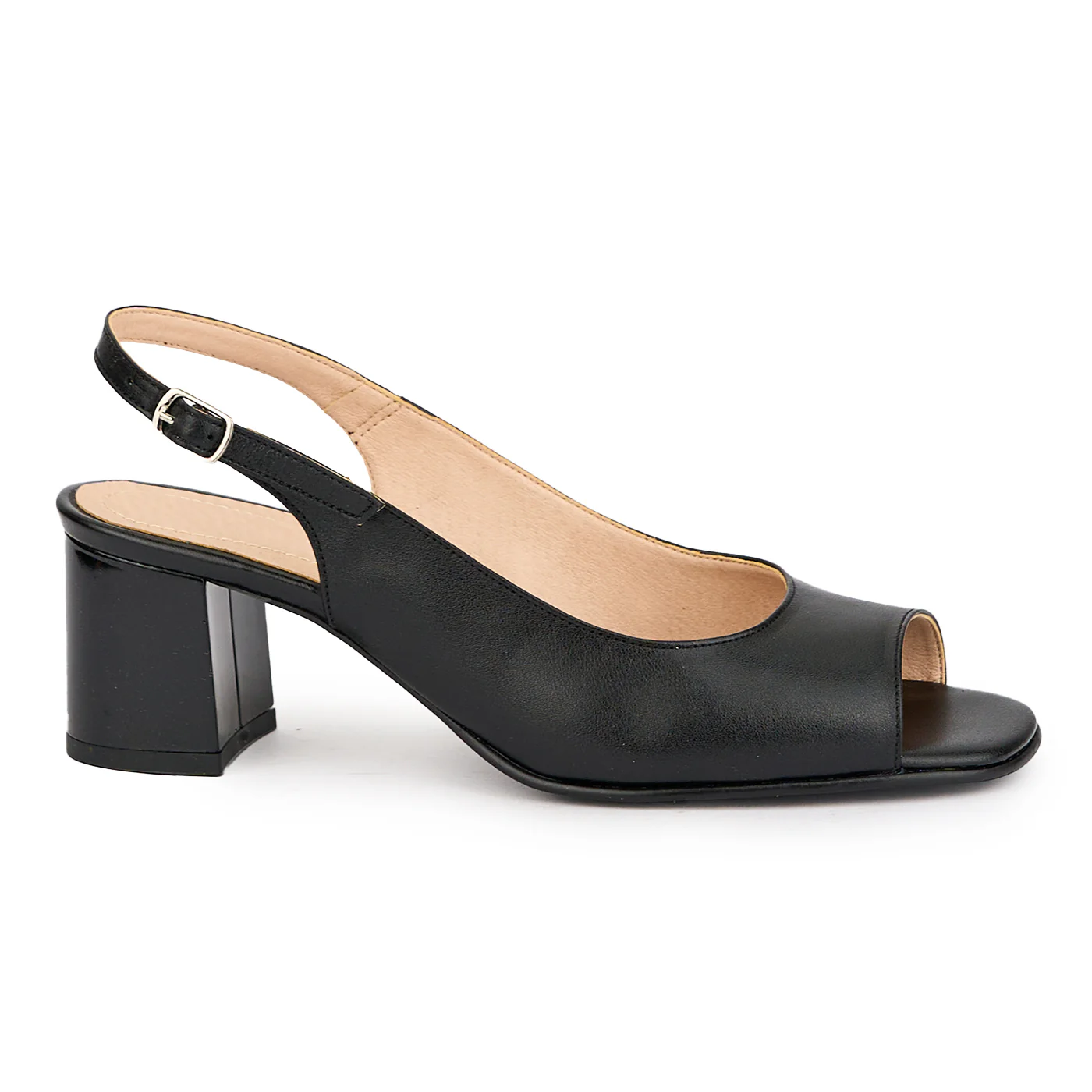 Sandale dama din piele naturala neagra cu toc gros 6 cm 16250