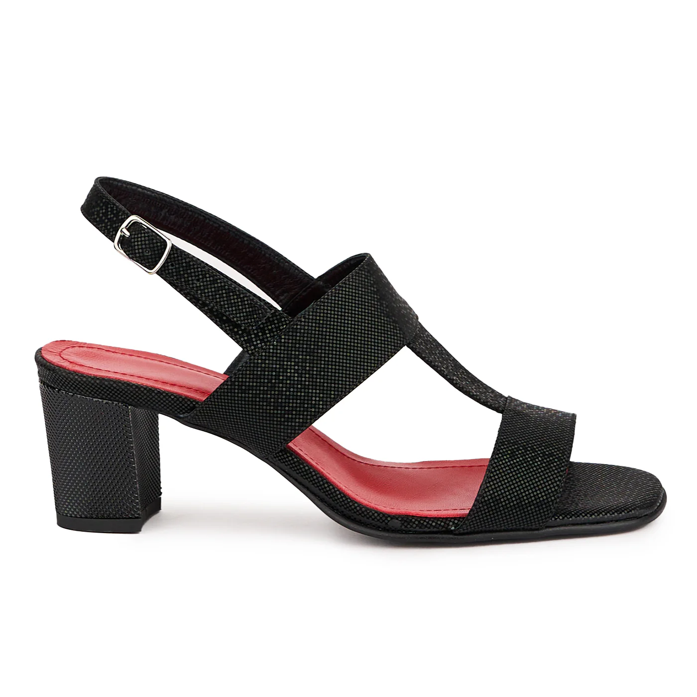 Sandale dama din piele naturala neagra cu toc gros 6 cm 16443