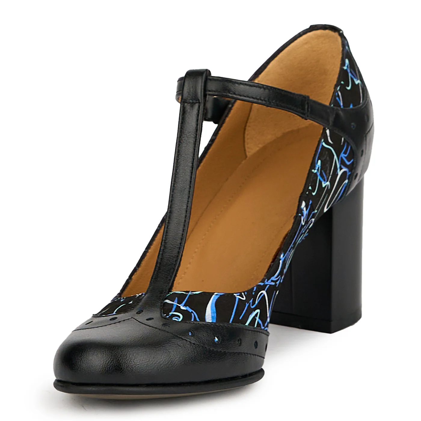 Sandale dama din piele naturala neagra cu toc gros 7.5 cm 15090 - Image 3