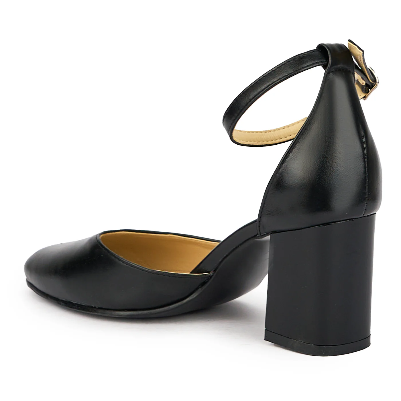 Sandale dama din piele naturala neagra cu toc gros 7.5 cm 15628 - Image 2