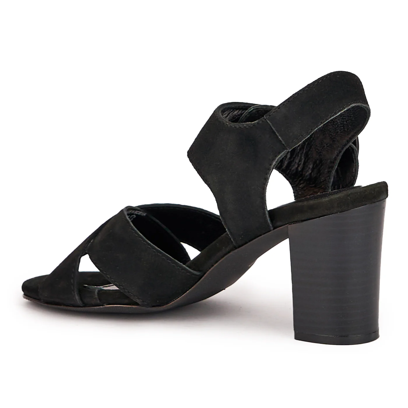 Sandale dama din piele naturala neagra cu toc gros 7.5 cm 16560 - Image 2
