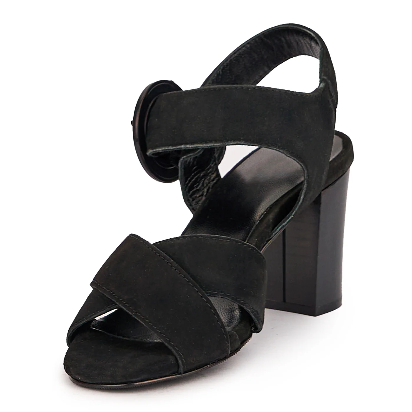 Sandale dama din piele naturala neagra cu toc gros 7.5 cm 16560 - Image 3
