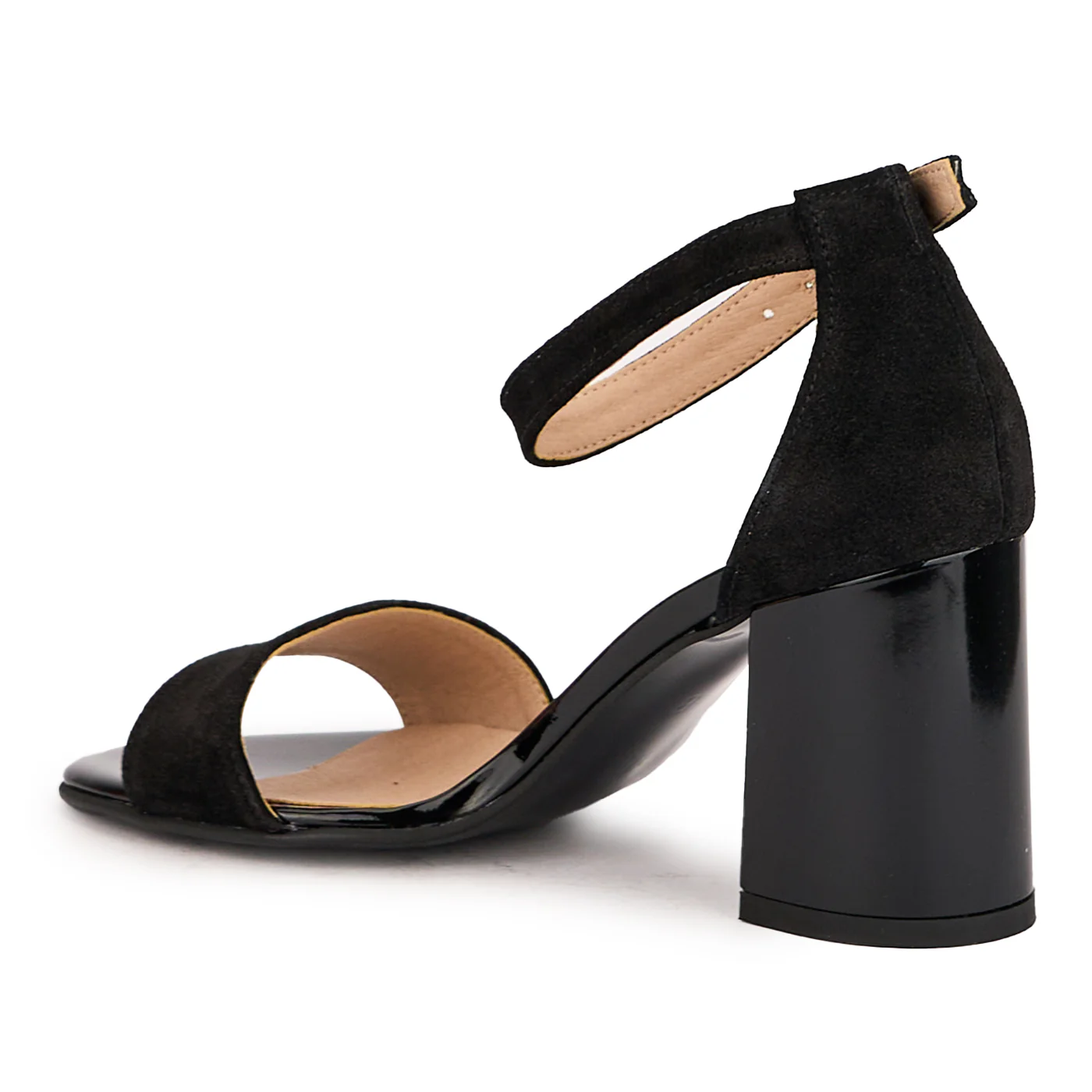 Sandale dama din piele naturala neagra cu toc gros 7.5 cm 16631 - Image 2