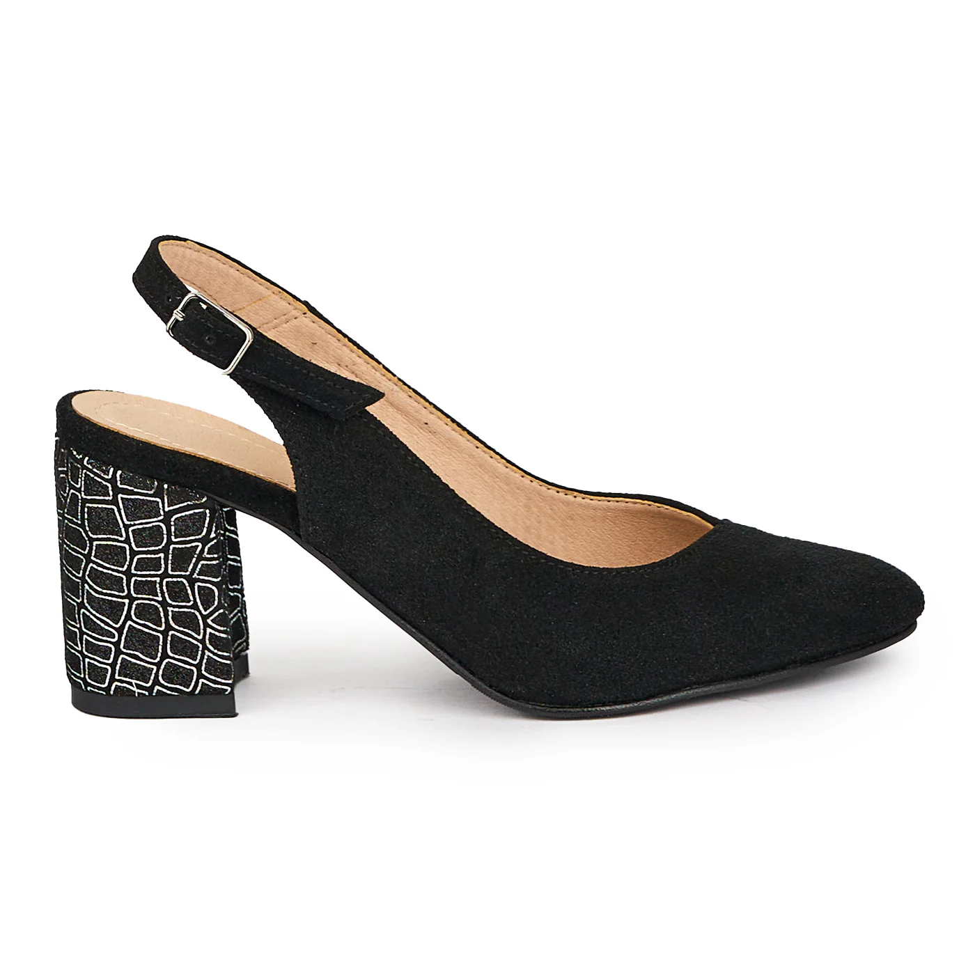 Sandale dama din piele naturala neagra cu toc gros 7 cm 15521