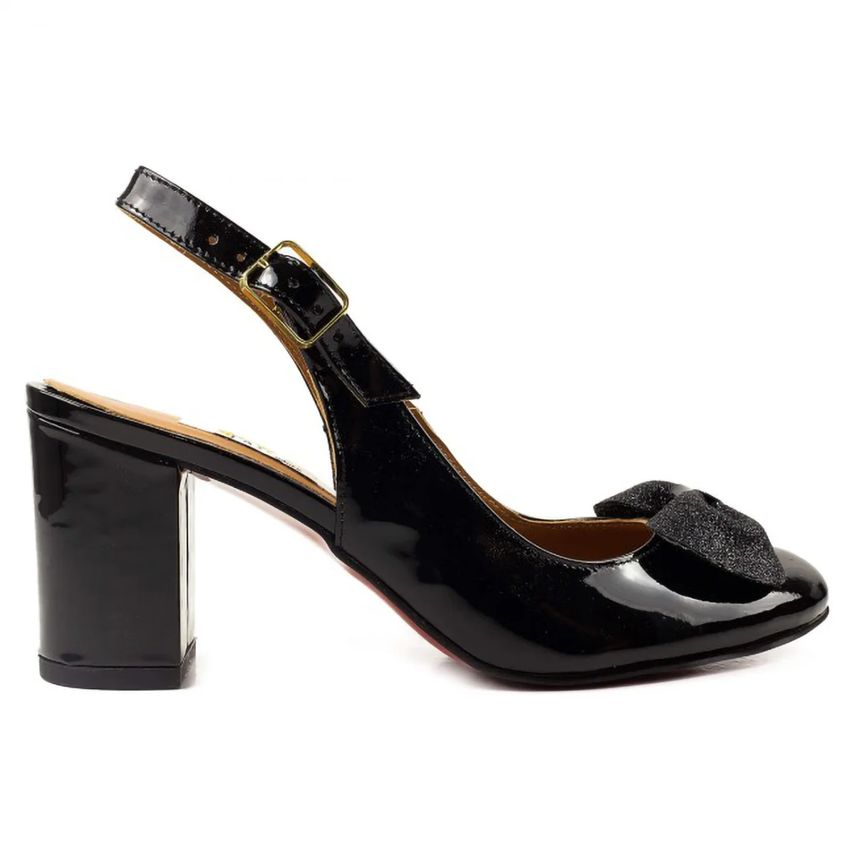Sandale dama din piele naturala neagra cu toc gros 7 cm 15799