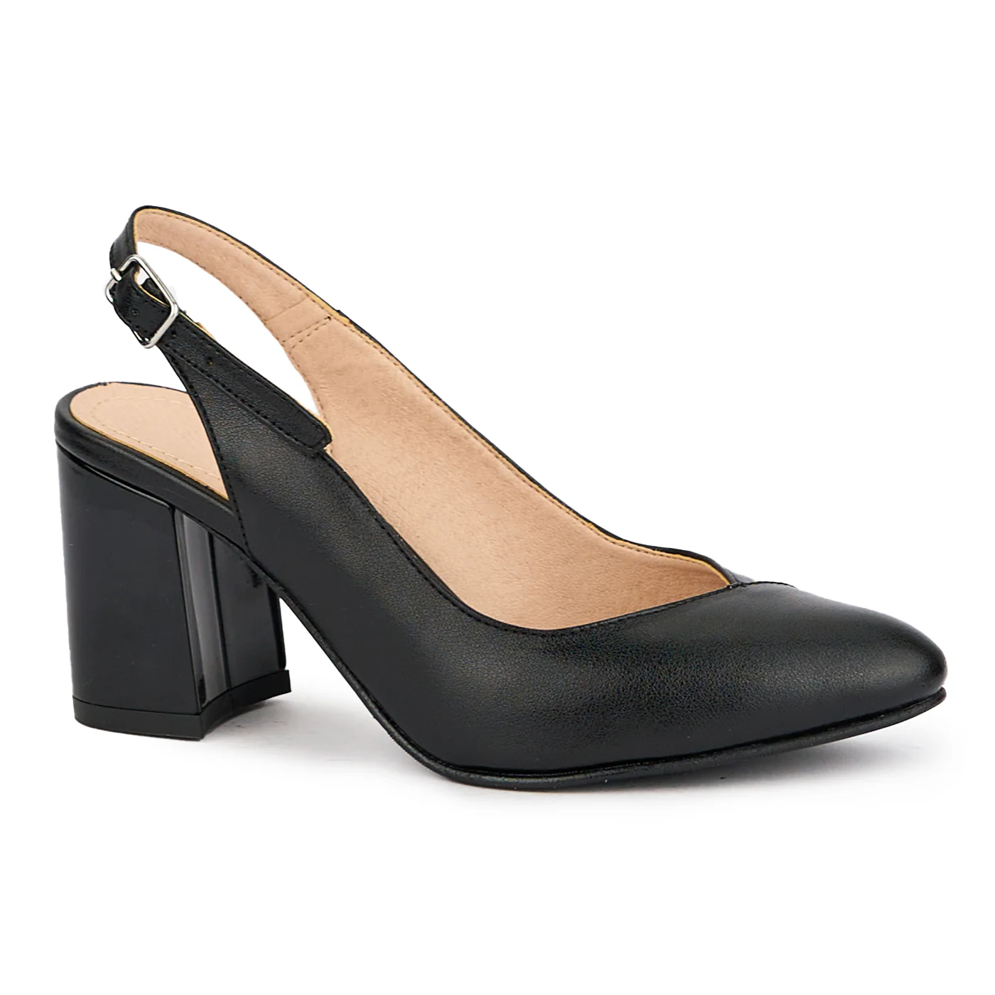 Sandale dama din piele naturala neagra cu toc gros 7 cm 16284