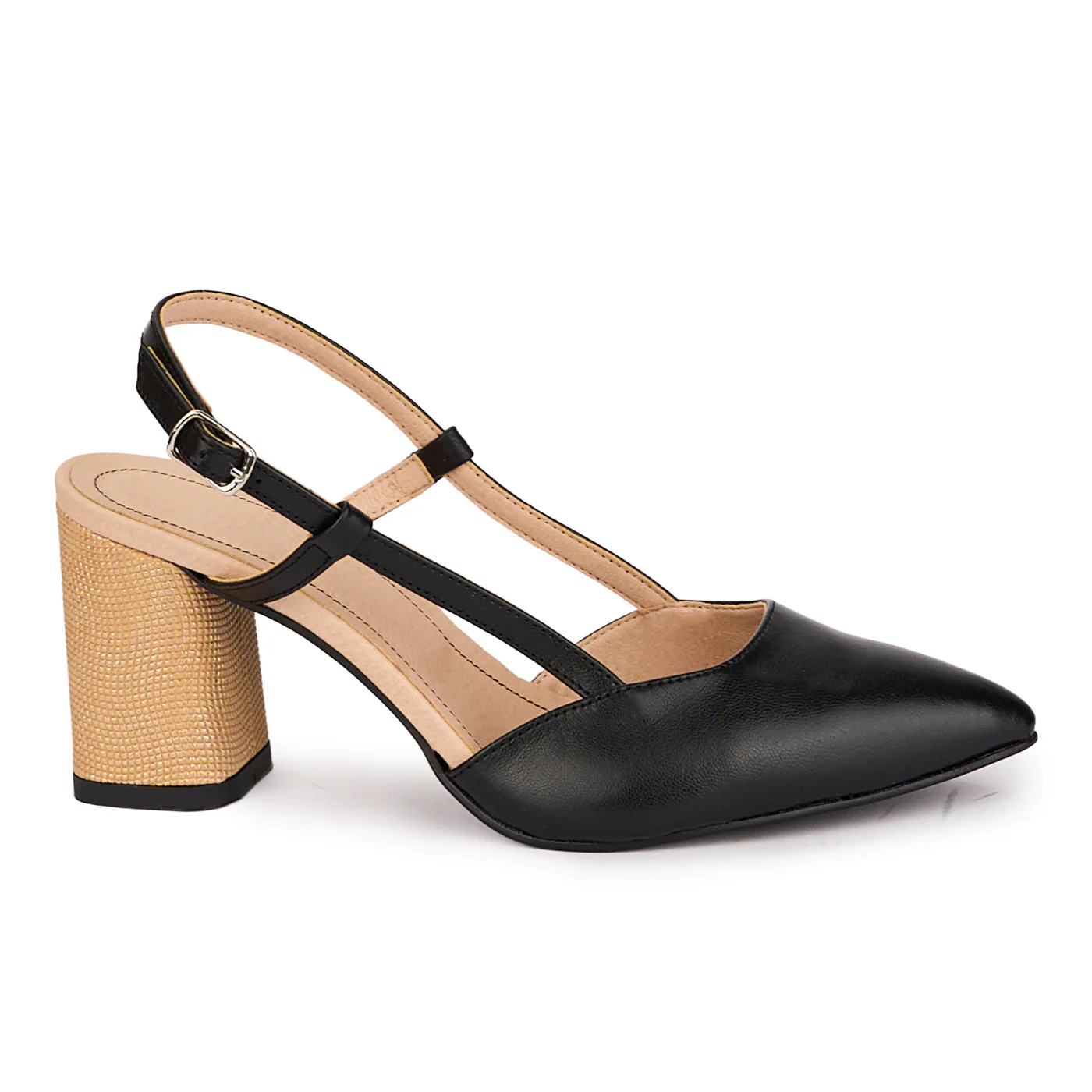 Sandale dama din piele naturala neagra cu toc gros 7 cm 18623
