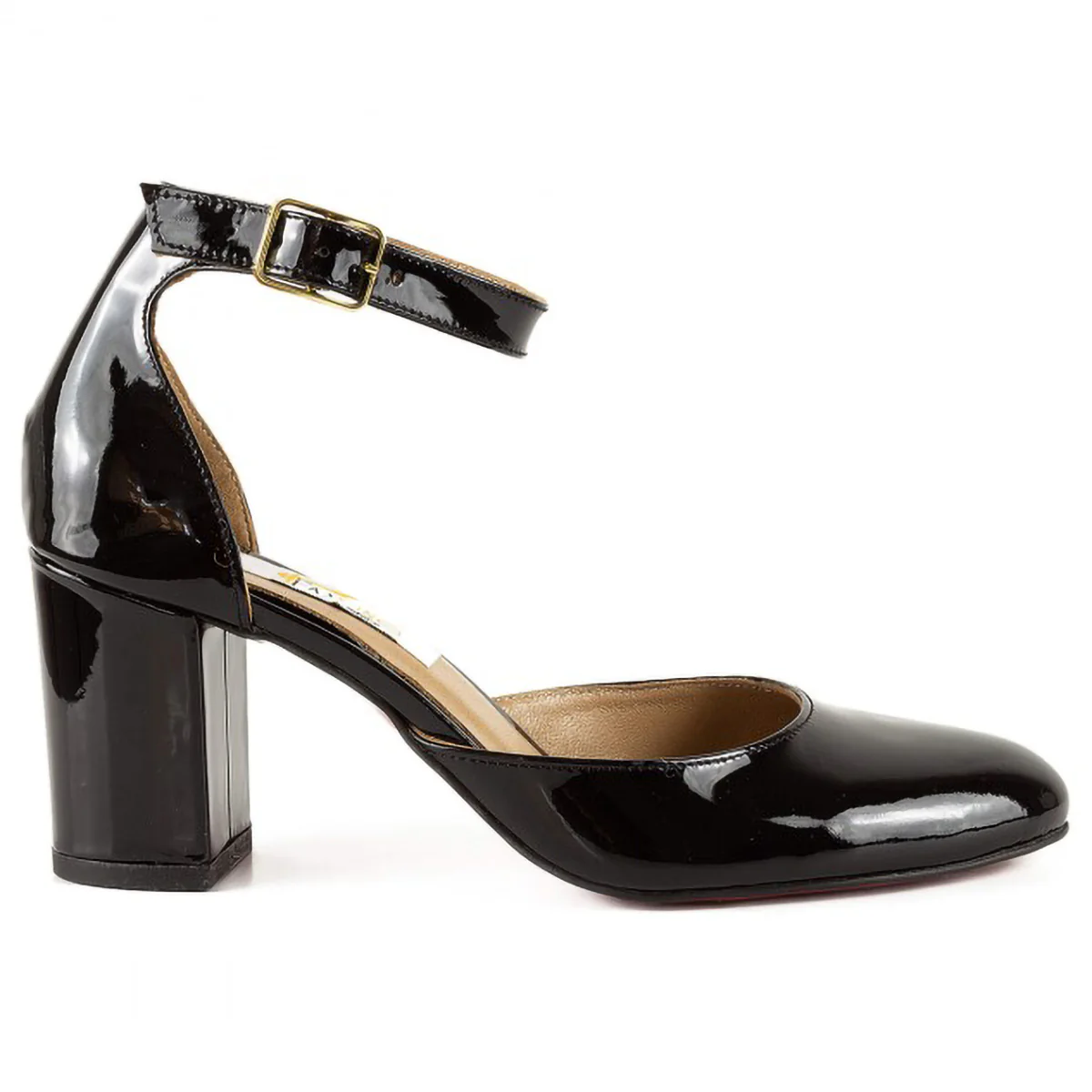 Sandale dama din piele naturala neagra cu toc gros 8 cm 15794