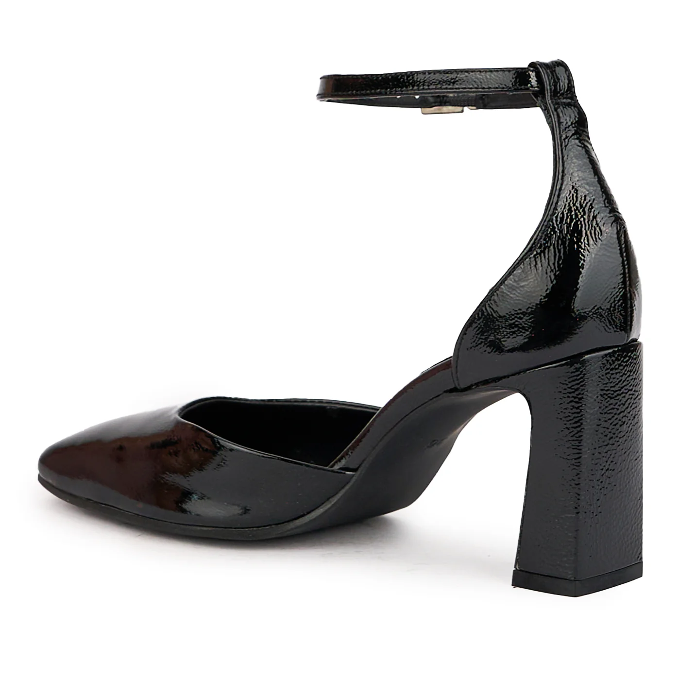 Sandale dama din piele naturala neagra cu toc gros 8 cm 16191 - Image 2