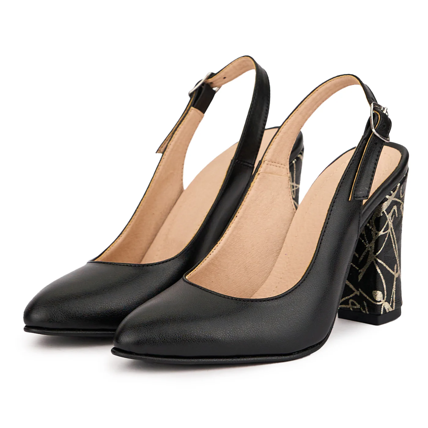 Sandale dama din piele naturala neagra cu toc gros 9.5 cm 16420 - Image 3