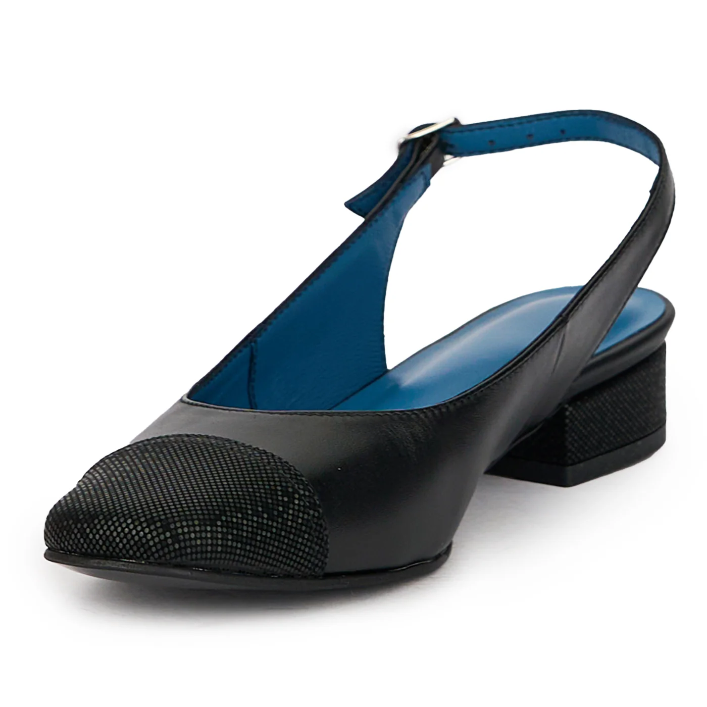 Sandale dama din piele naturala neagra cu toc mic 3 cm 16225 - Image 3