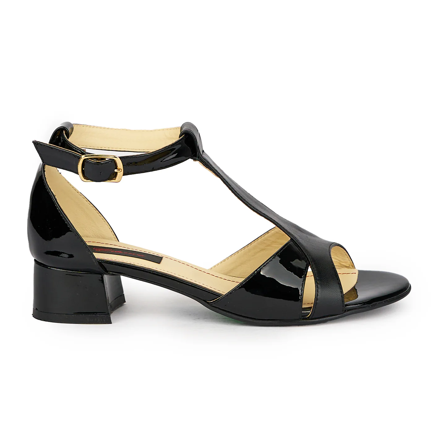 Sandale dama din piele naturala neagra cu toc mic 4 cm 15632
