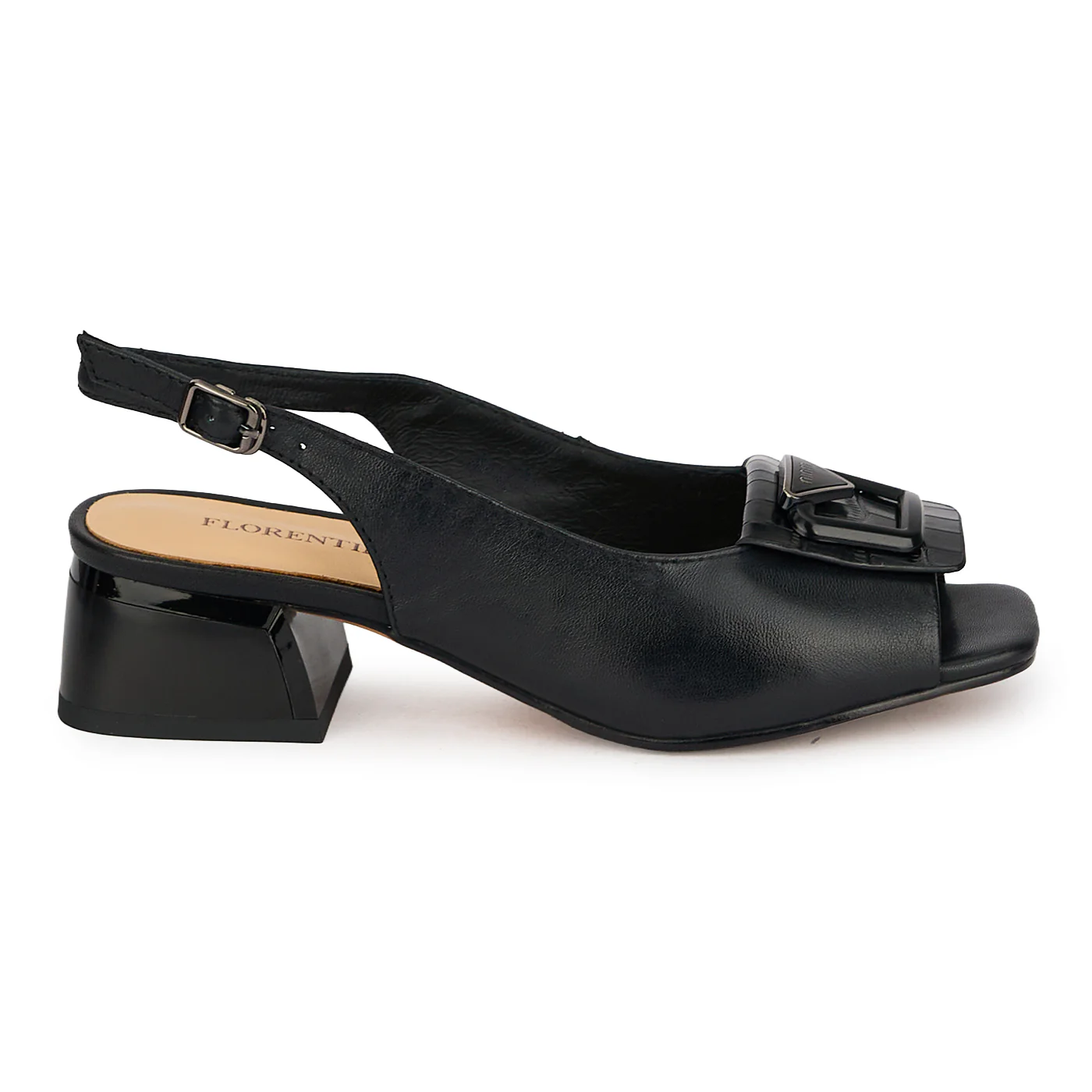 Sandale dama din piele naturala neagra cu toc mic 4 cm 19923