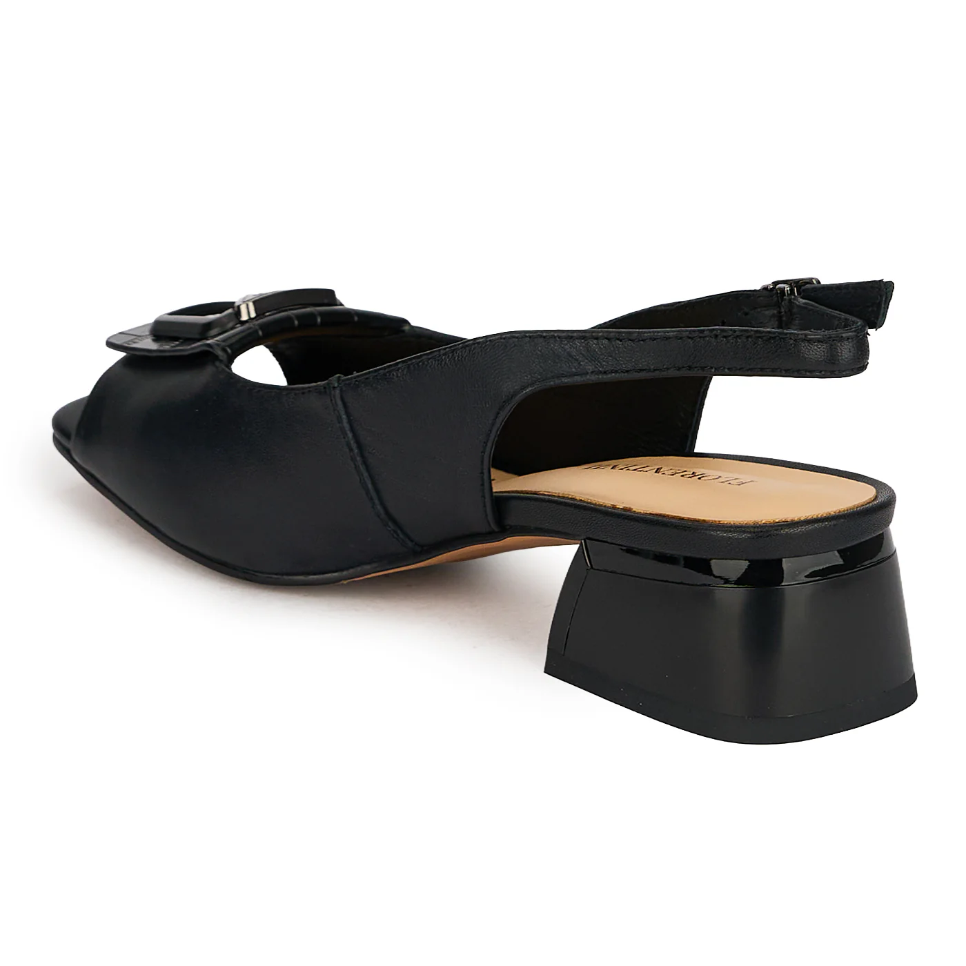 Sandale dama din piele naturala neagra cu toc mic 4 cm 19923 - Image 2