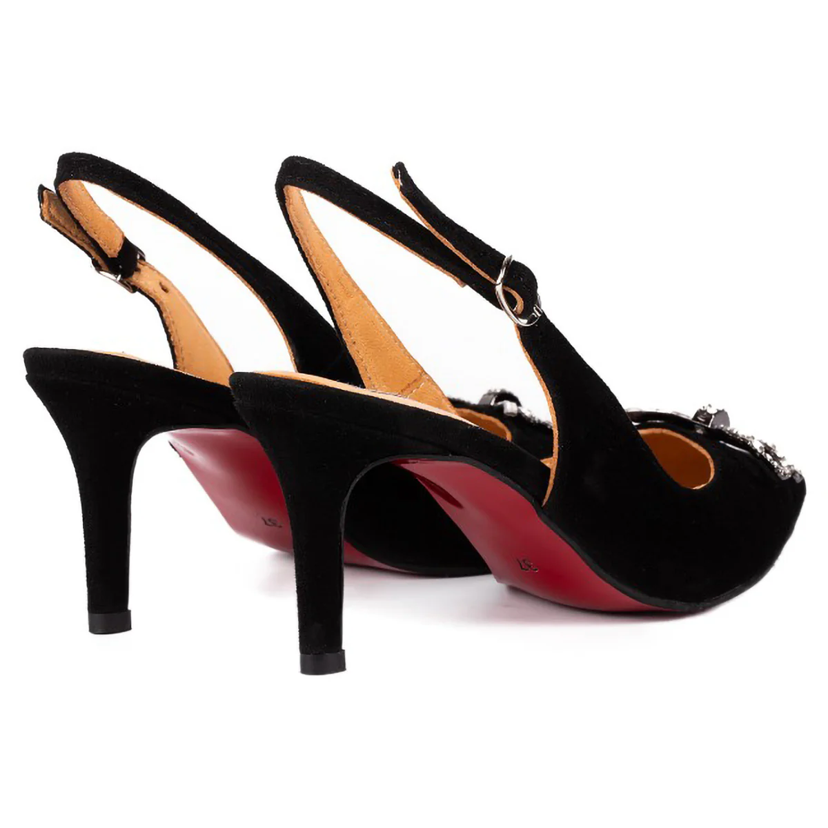 Sandale dama din piele naturala neagra cu toc subtire 7.5 cm 15790 - Image 2