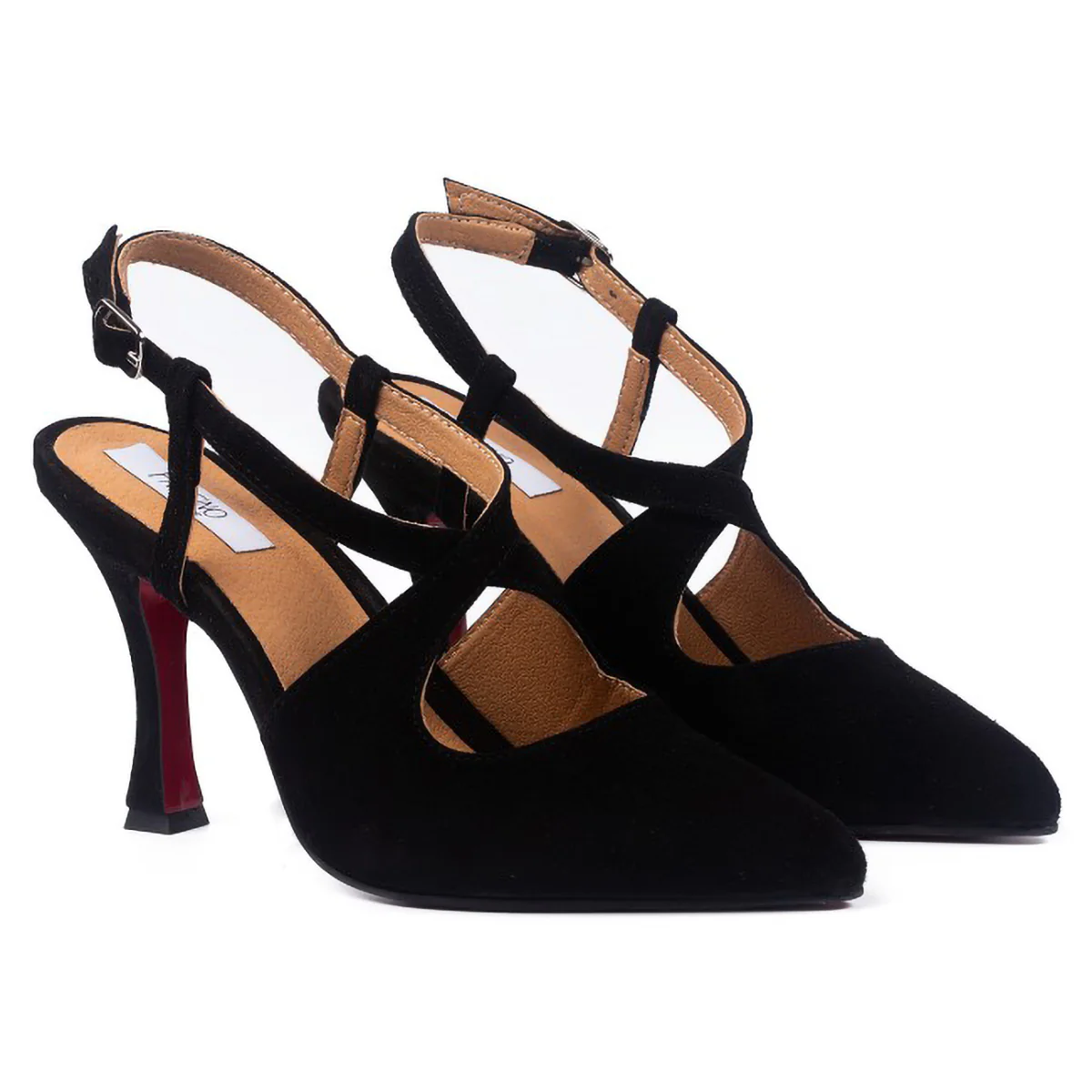 Sandale dama din piele naturala neagra cu toc subtire 8 cm 15785 - Image 3