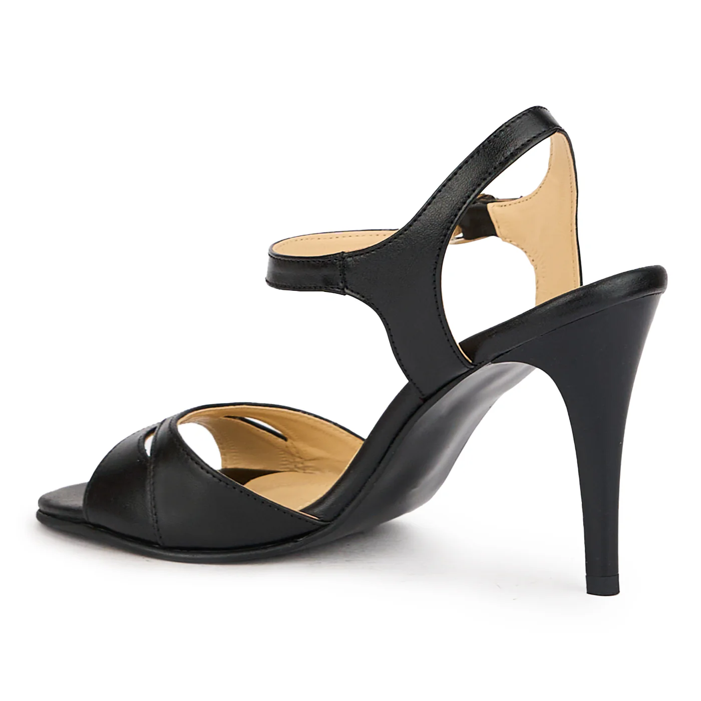 Sandale dama din piele naturala neagra cu toc subtire 9.5 cm 16287 - Image 2