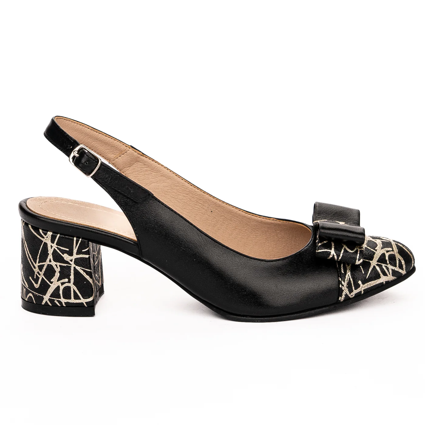 Sandale dama din piele naturala neagra toc 5.5cm 13255