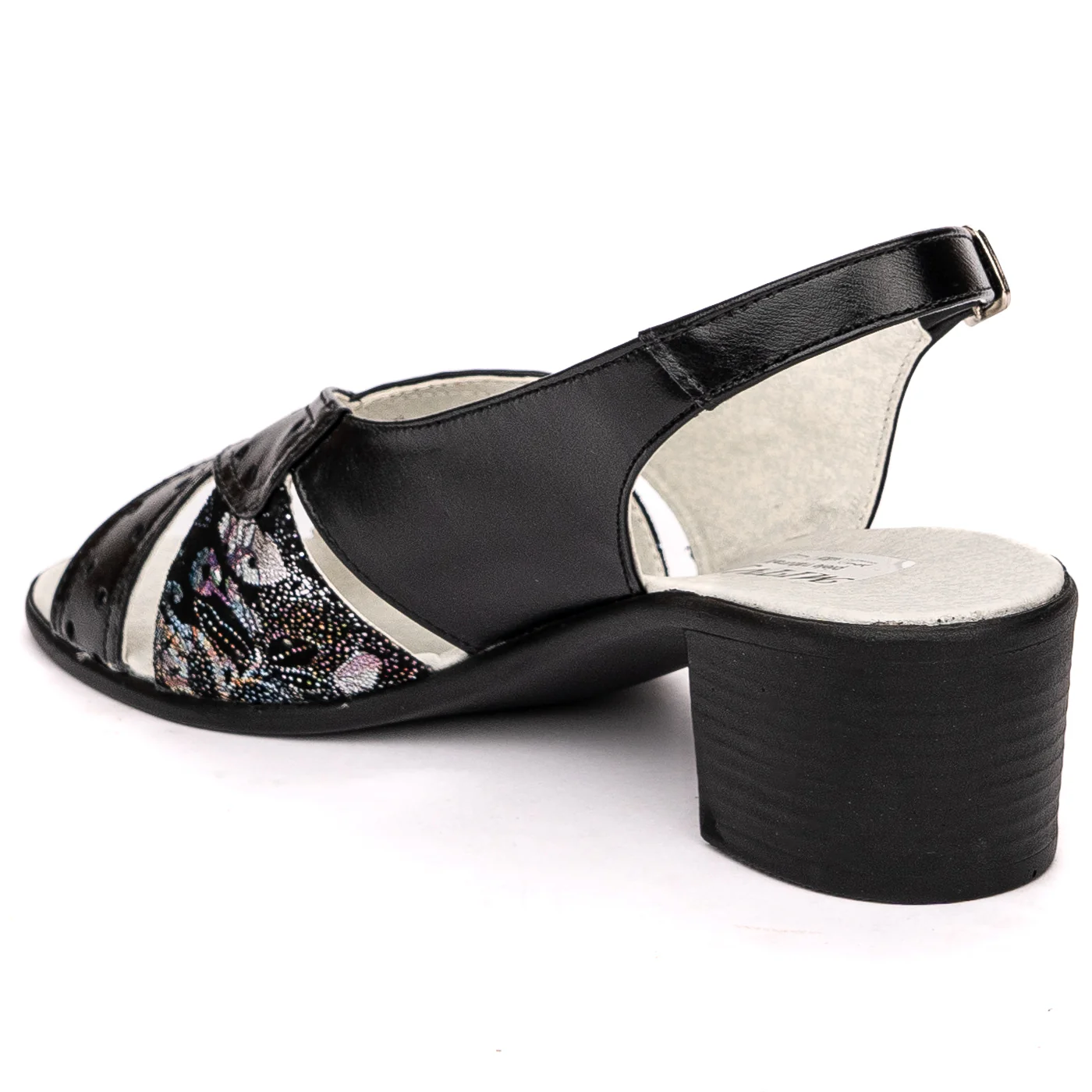 Sandale dama din piele naturala neagra toc 5 cm 13694 - Image 2