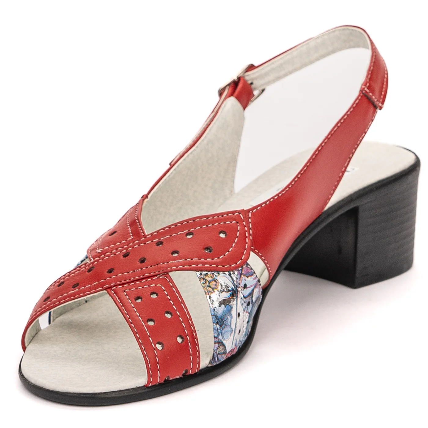 Sandale dama din piele naturala rosie 13543 - Image 3