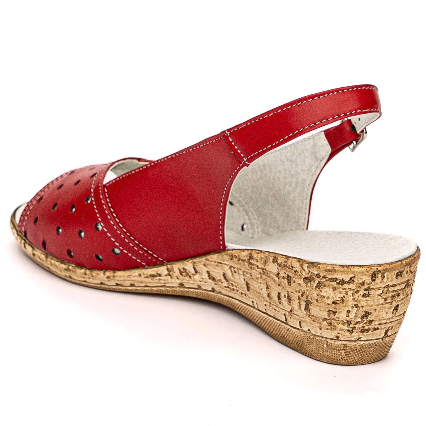 Sandale dama din piele naturala rosie 13690 - Image 3