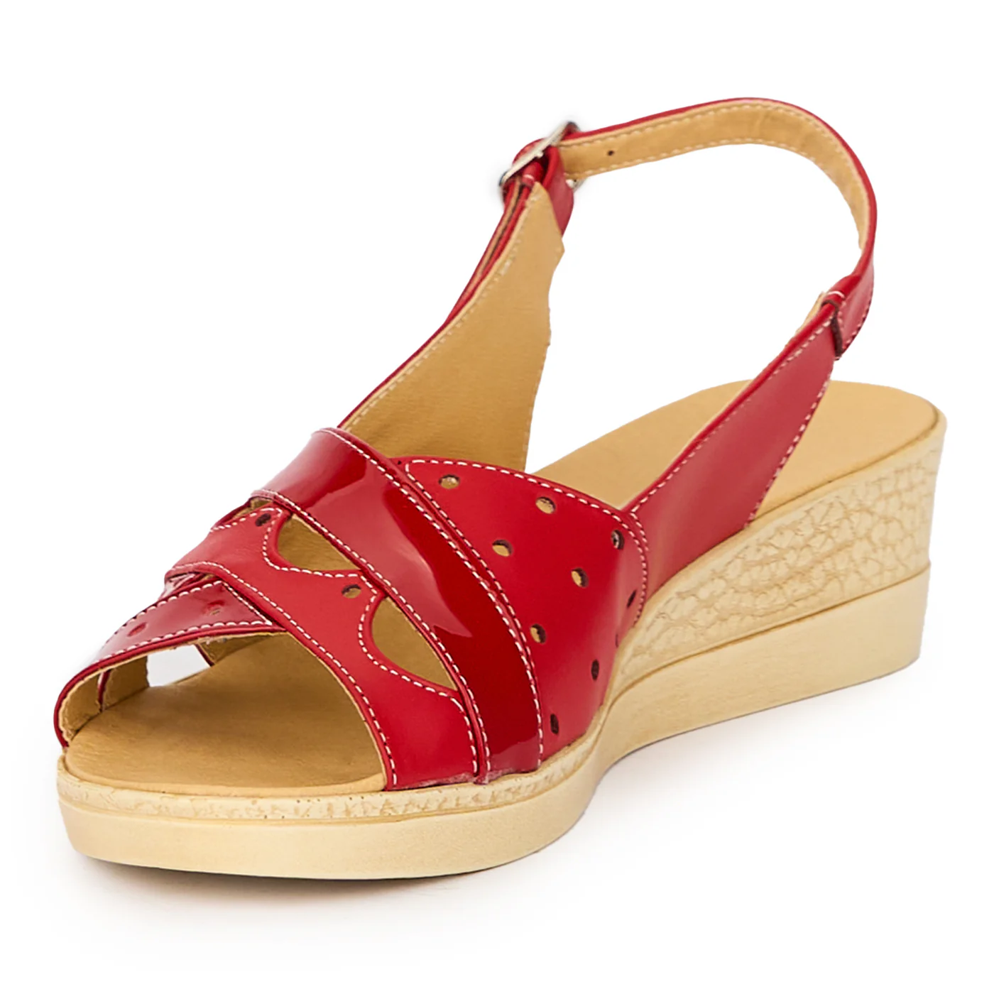 Sandale dama din piele naturala rosie 15466 - Image 3