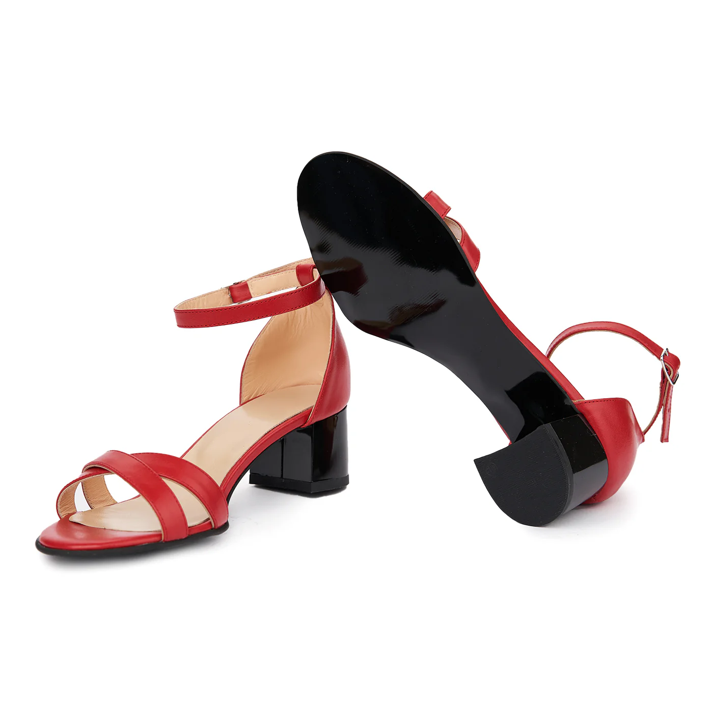 Sandale dama din piele naturala rosie 5418 - Image 3
