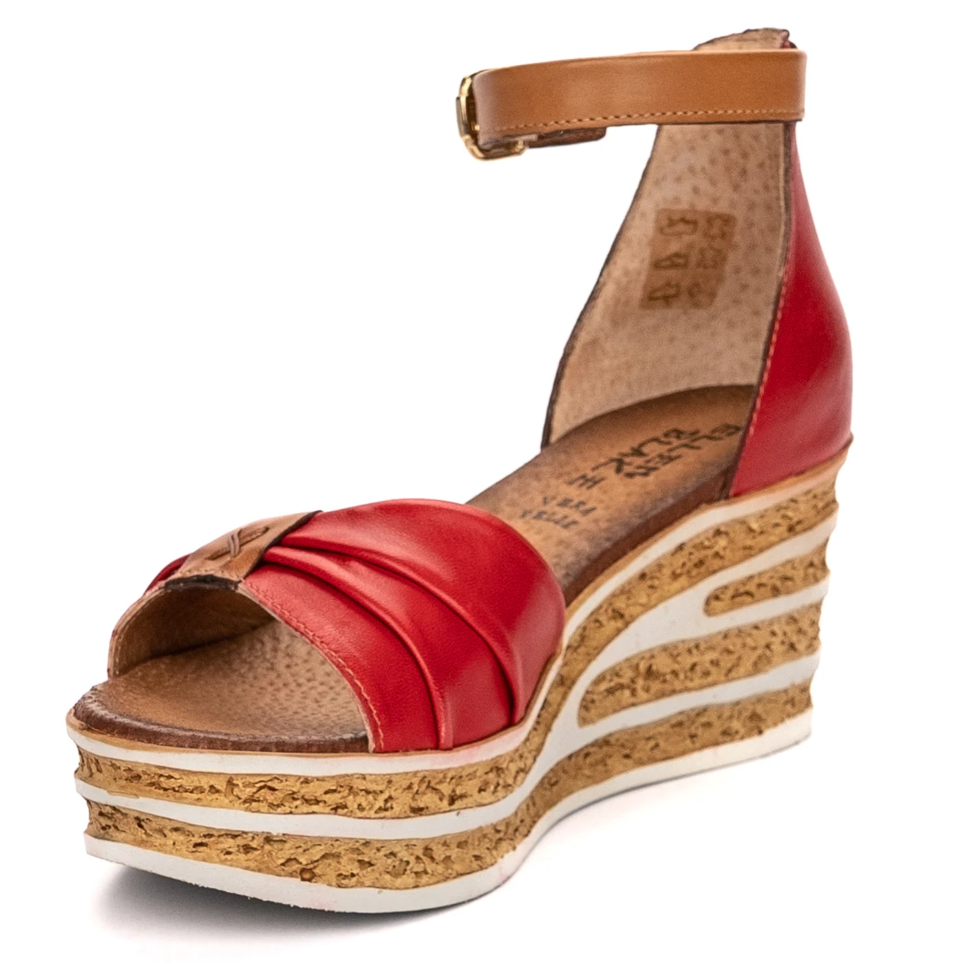Sandale dama din piele naturala rosie cu platforma 13469 - Image 3