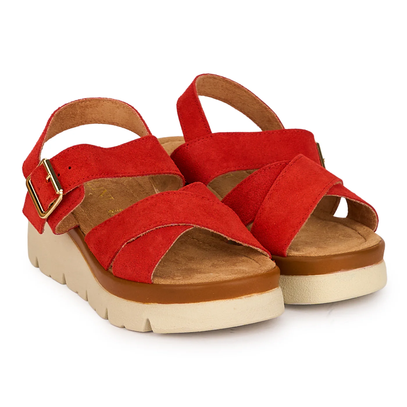 Sandale dama din piele naturala rosie cu platforma 5 cm 18572 - Image 4