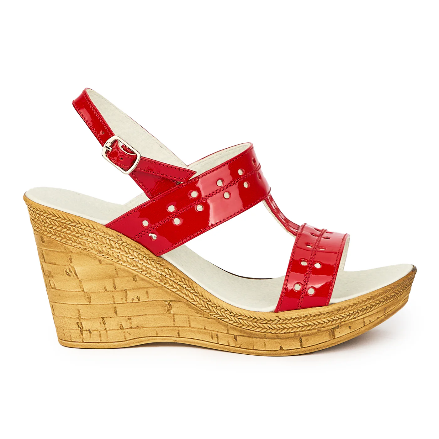 Sandale dama din piele naturala rosie cu platforma 9 cm 15583