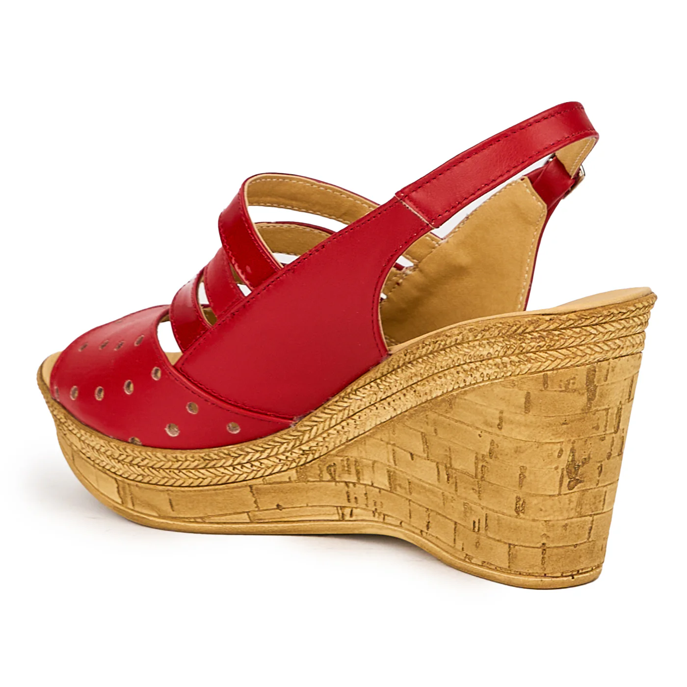 Sandale dama din piele naturala rosie cu platforma 9 cm 15825 - Image 2