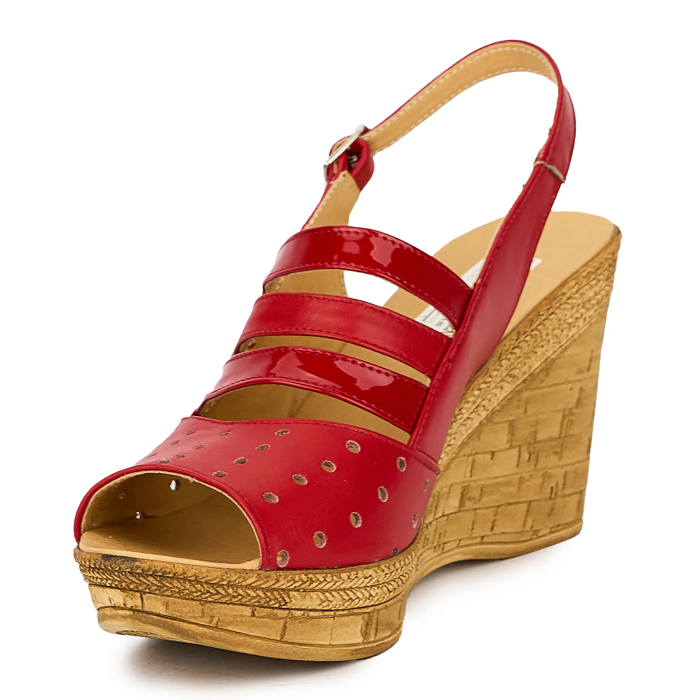 Sandale dama din piele naturala rosie cu platforma 9 cm 15825 - Image 3