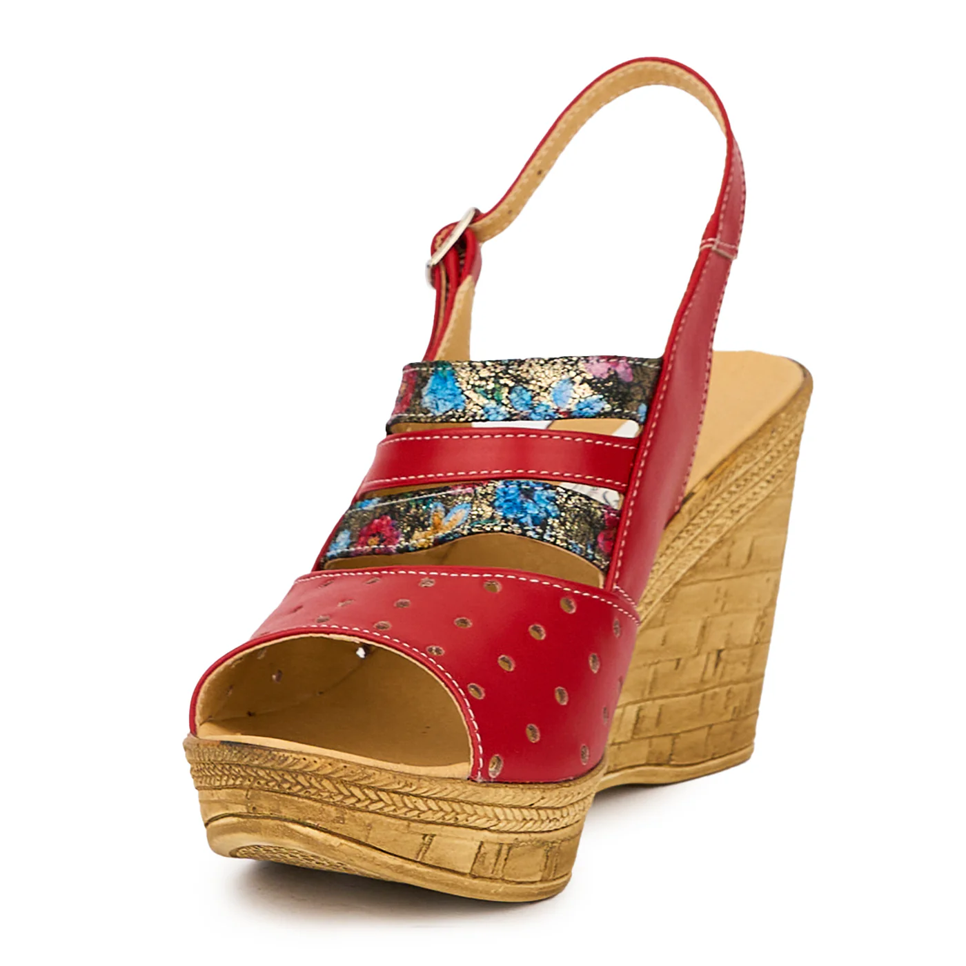 Sandale dama din piele naturala rosie cu platforma 9 cm 15832 - Image 3