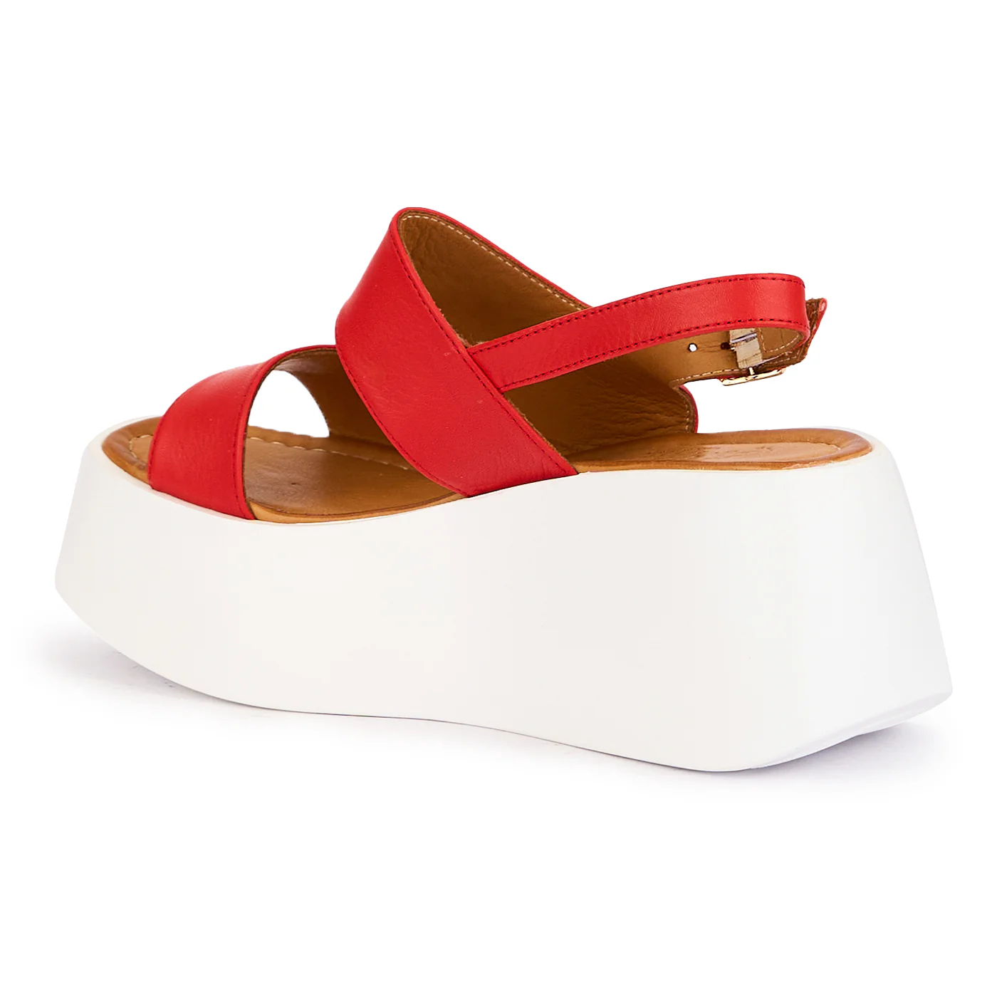 Sandale dama din piele naturala rosie  cu talpa inalta 7.5 cm 16331 - Image 2