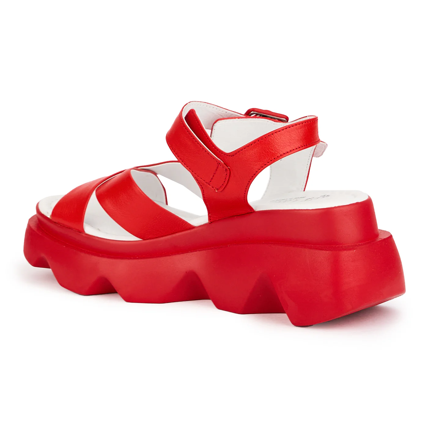 Sandale dama din piele naturala rosie cu talpa inalta 7 cm 16312 - Image 3