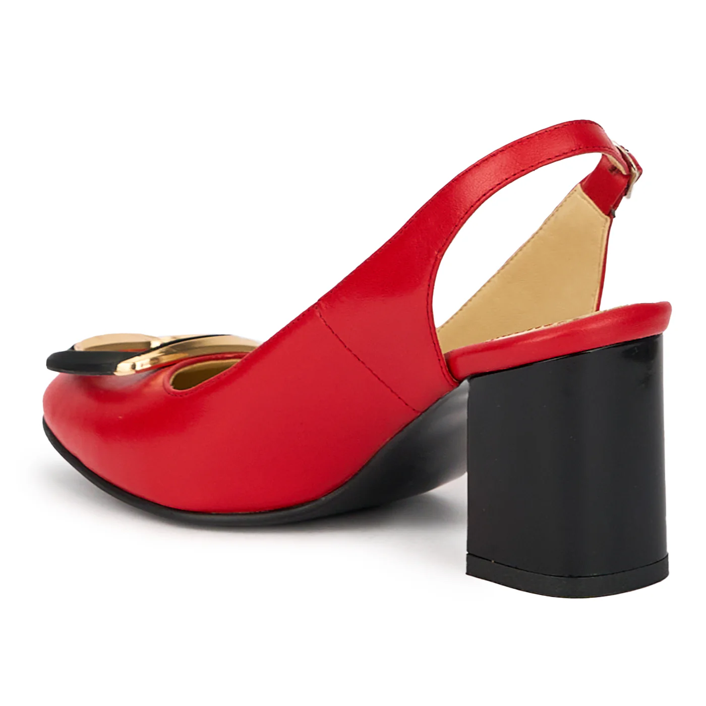 Sandale dama din piele naturala rosie cu toc gros 7.5 cm 15592 - Image 2