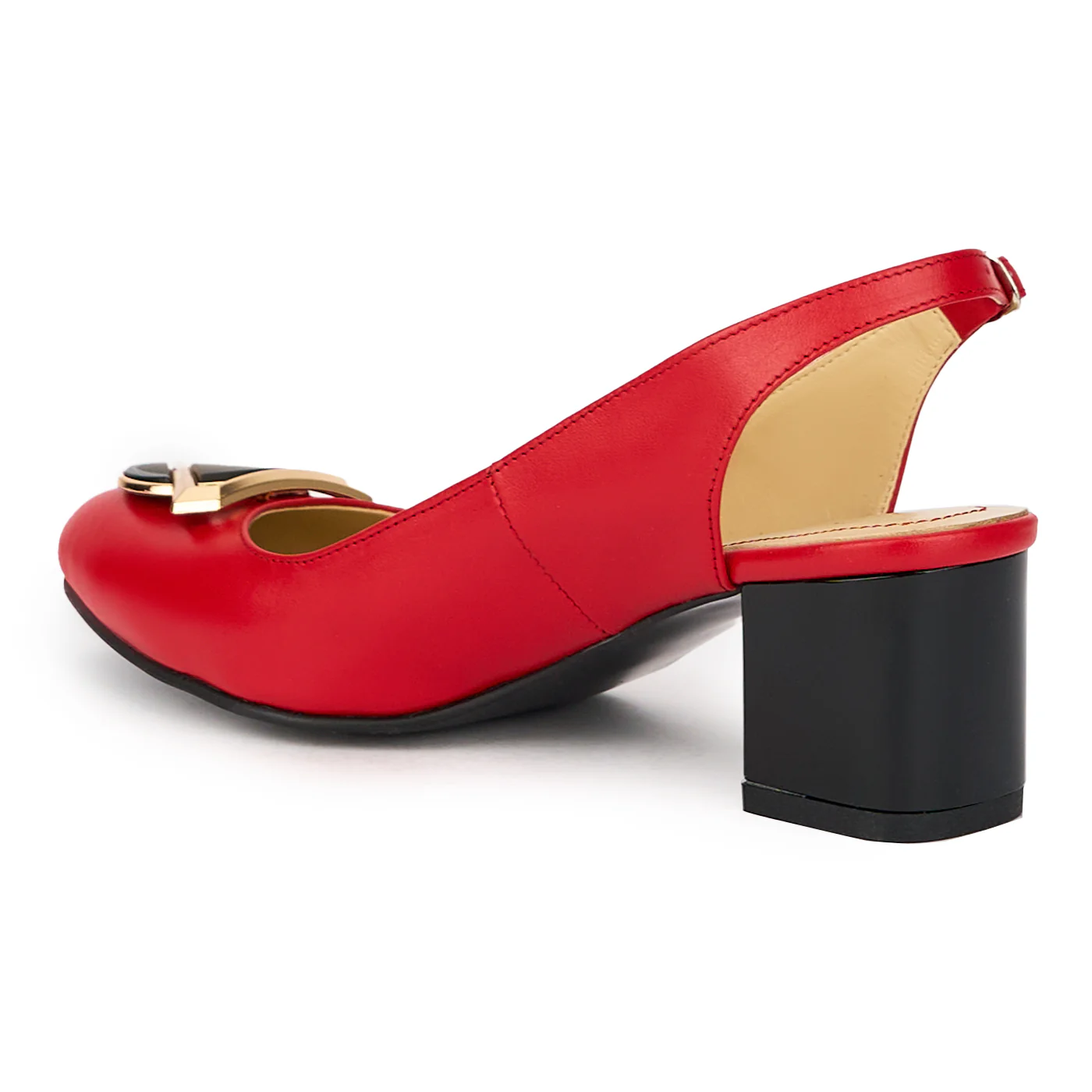 Sandale dama din piele naturala rosie cu toc gros 7 cm 15589 - Image 2