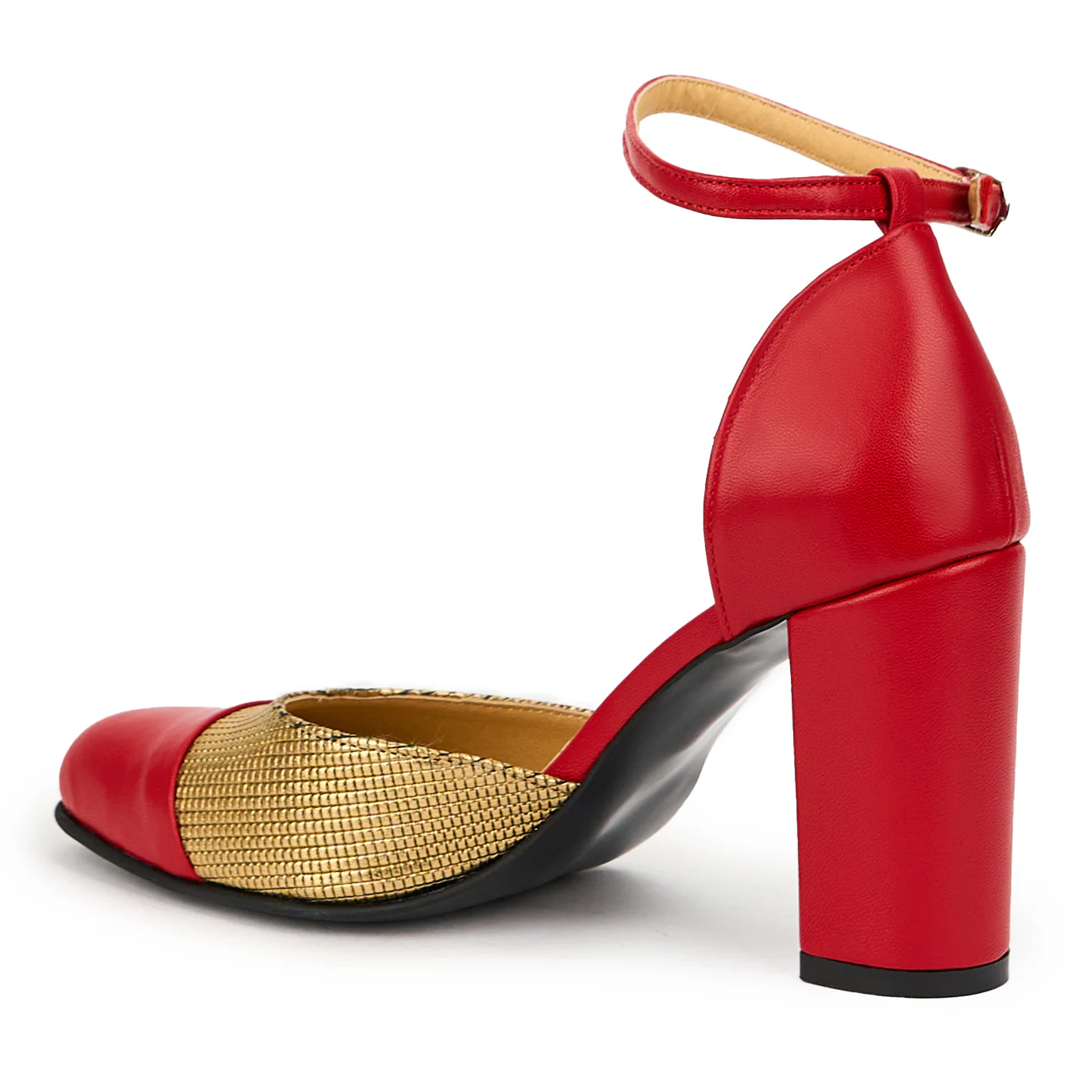 Sandale dama din piele naturala rosie cu toc gros 9 cm 14809 - Image 2