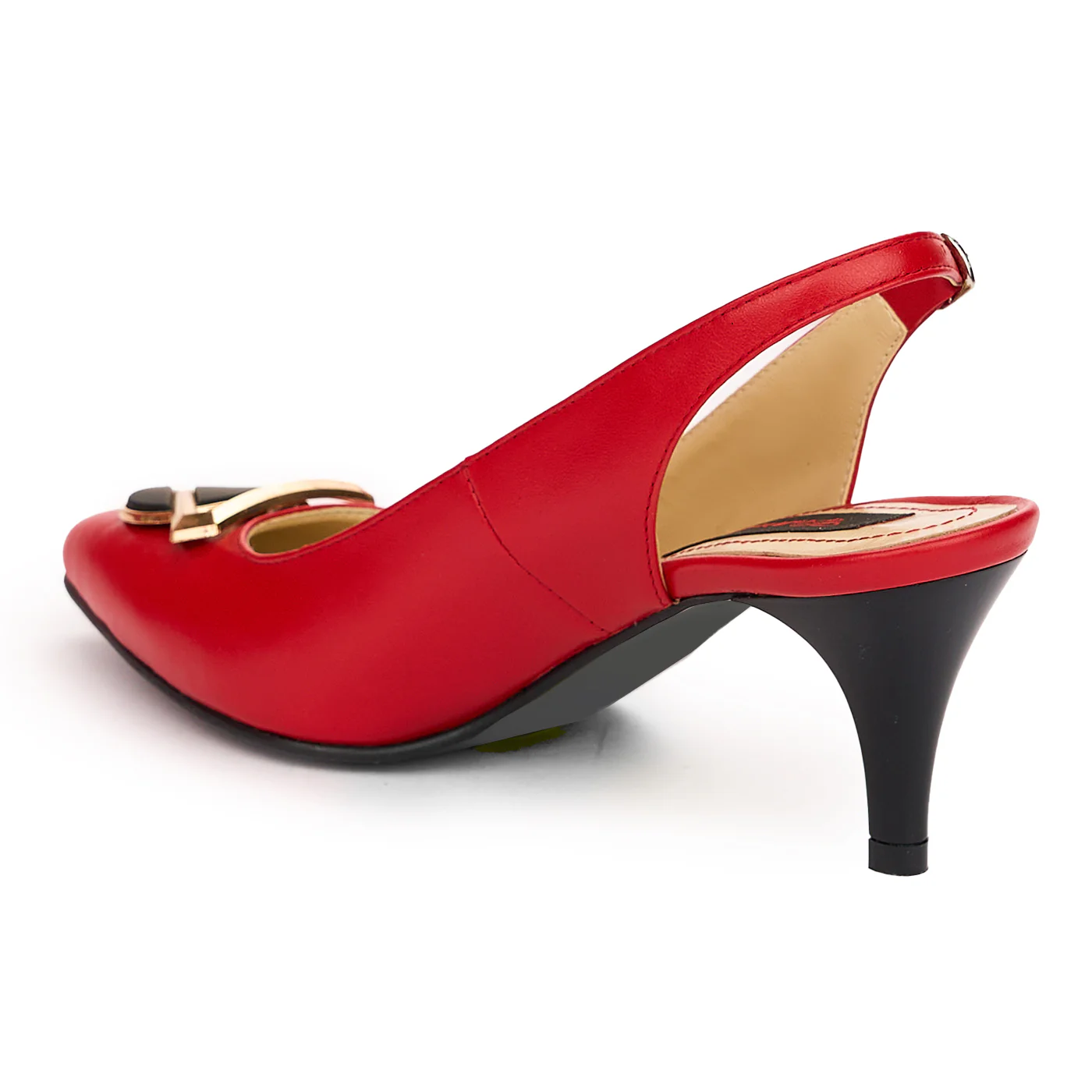 Sandale dama din piele naturala rosie cu toc subtire 7 cm 13784 - Image 2