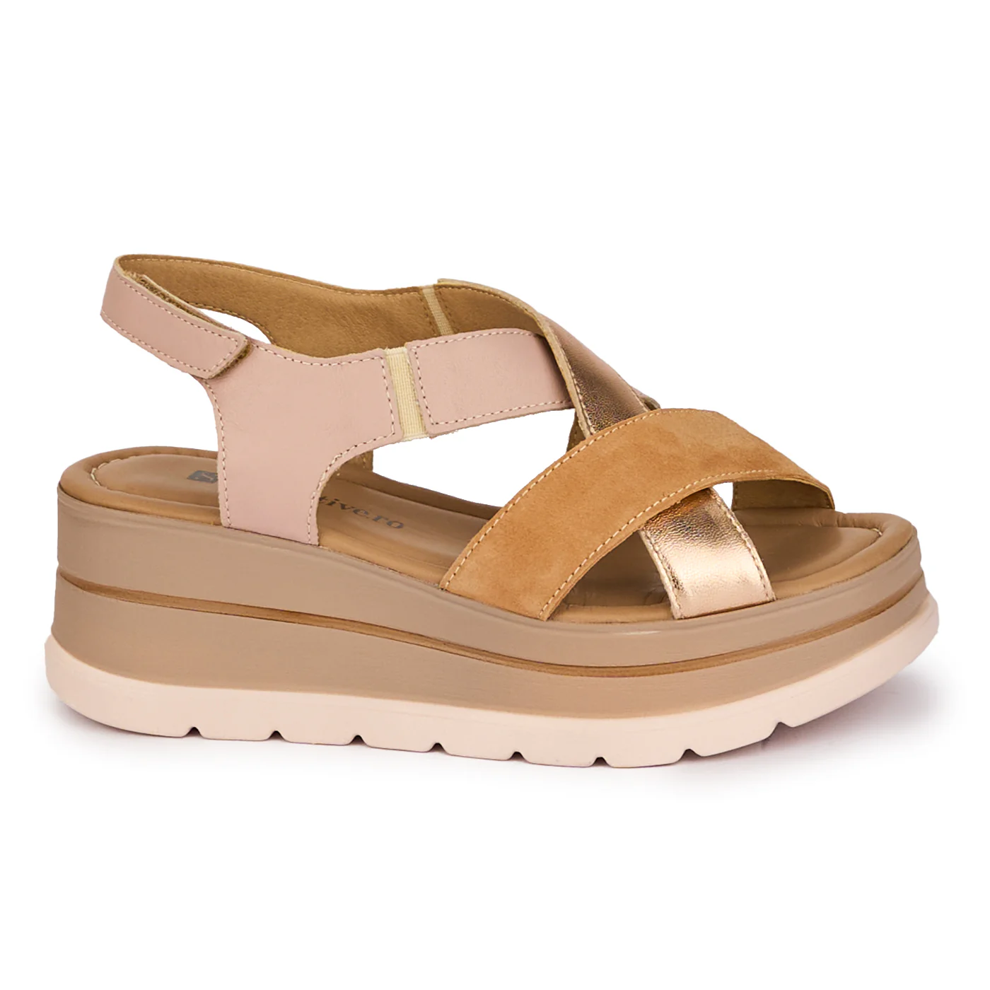 Sandale dama din piele naturala roz cu platforma 6 cm 18268
