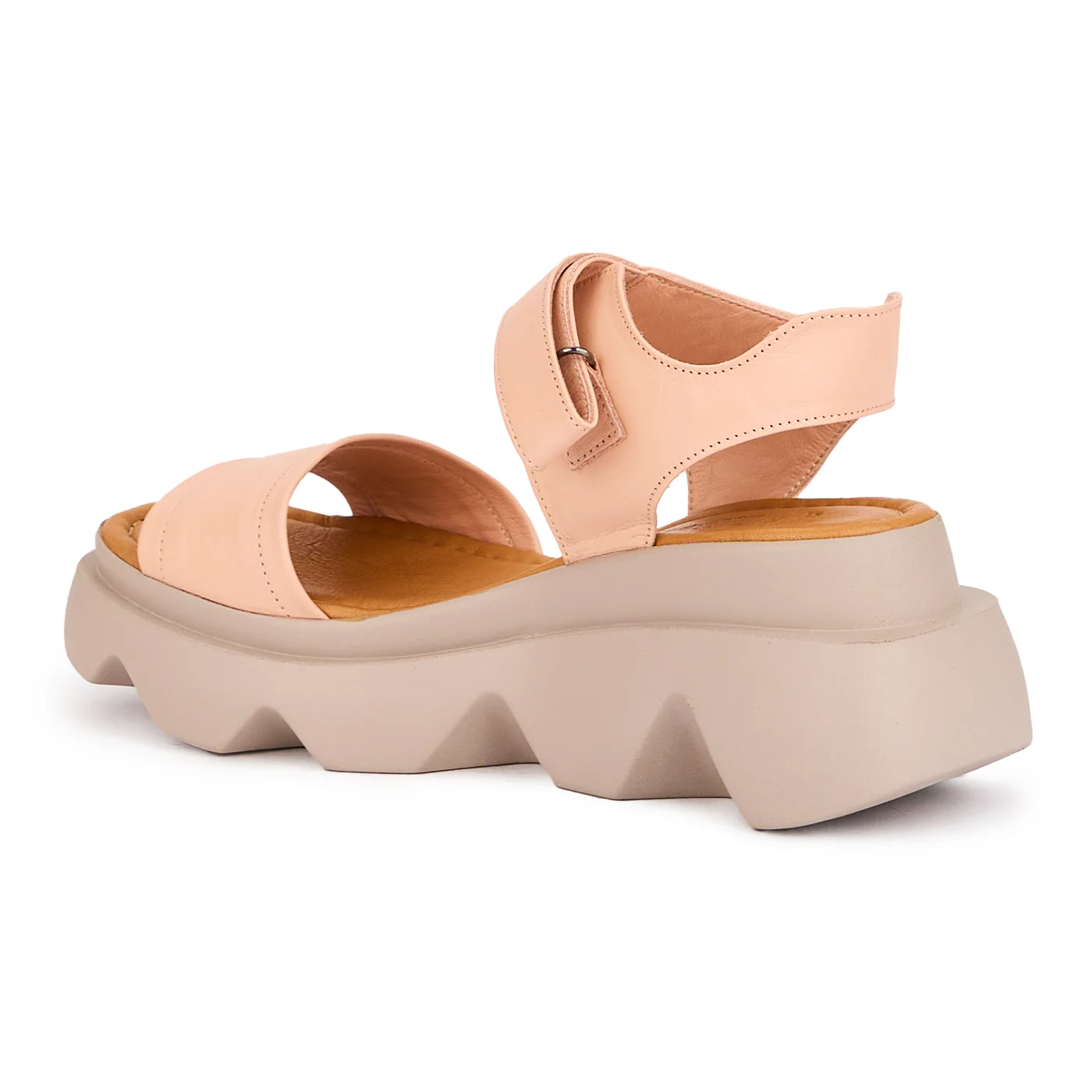 Sandale dama din piele naturala roz cu talpa inalta 7 cm 16313 - Image 3