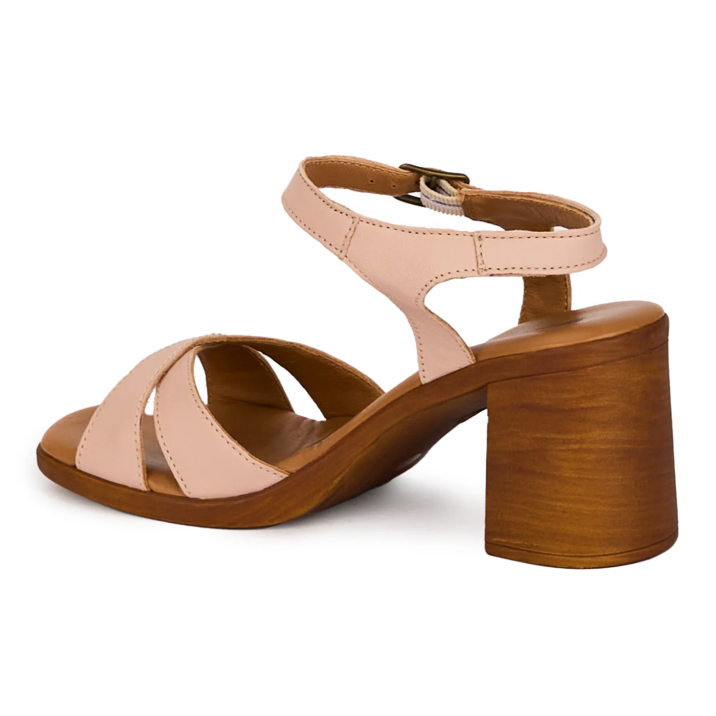 Sandale dama din piele naturala roz cu toc gros 7 cm 18272 - Image 2