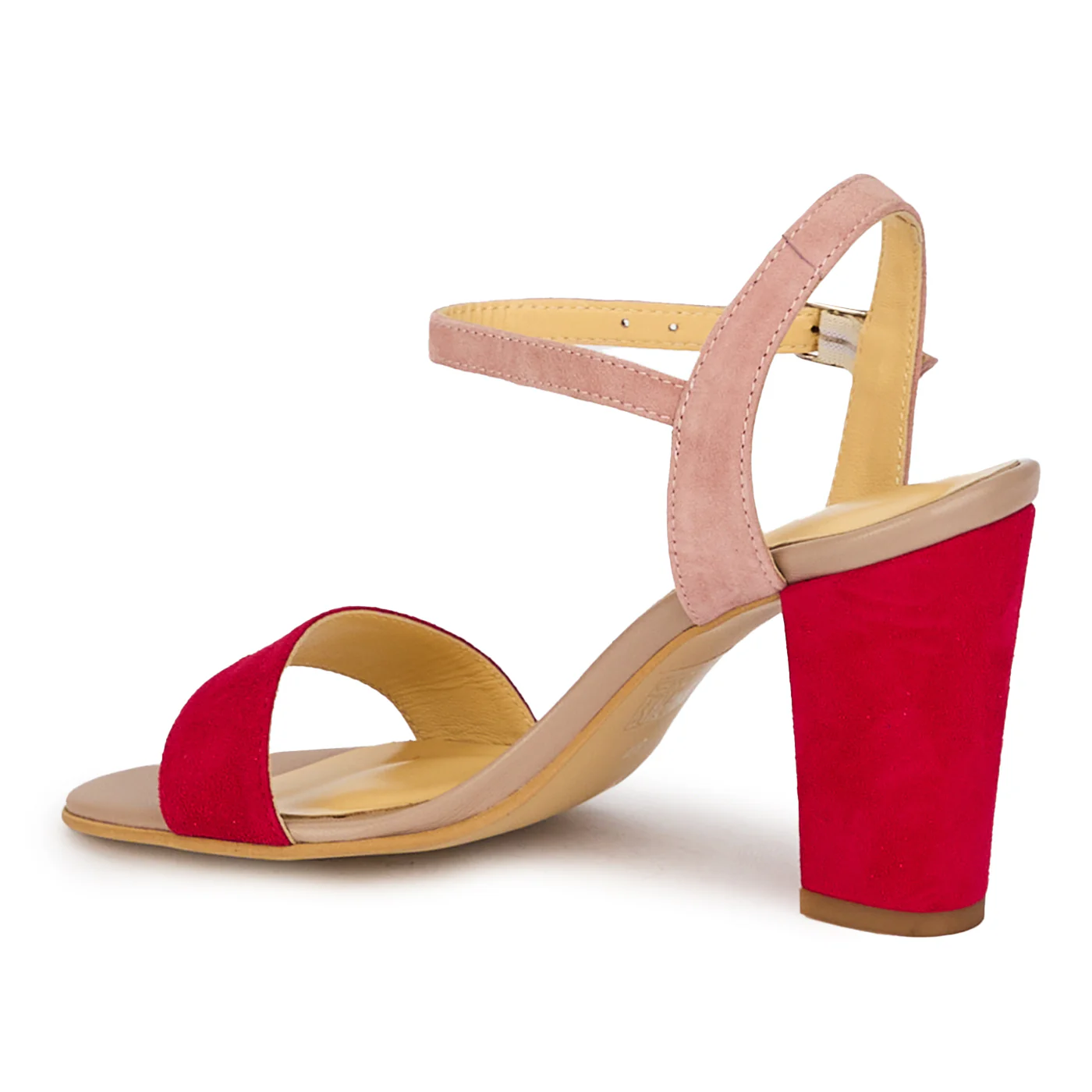 Sandale dama din piele naturala roz  cu toc gros 8.5 cm 18125 - Image 2