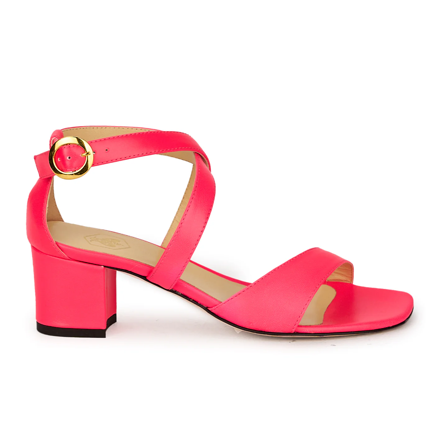 Sandale dama din piele naturala roz neon 17686