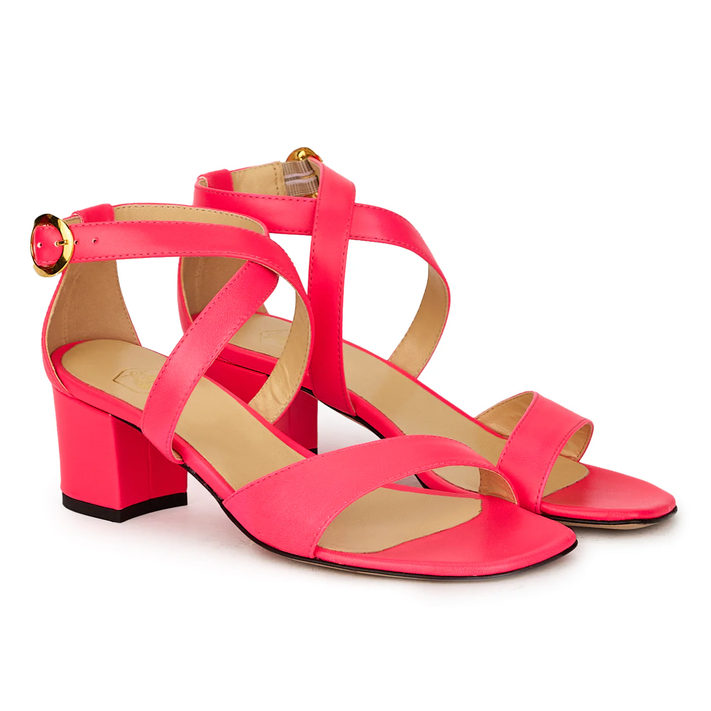 Sandale dama din piele naturala roz neon 17686 - Image 4