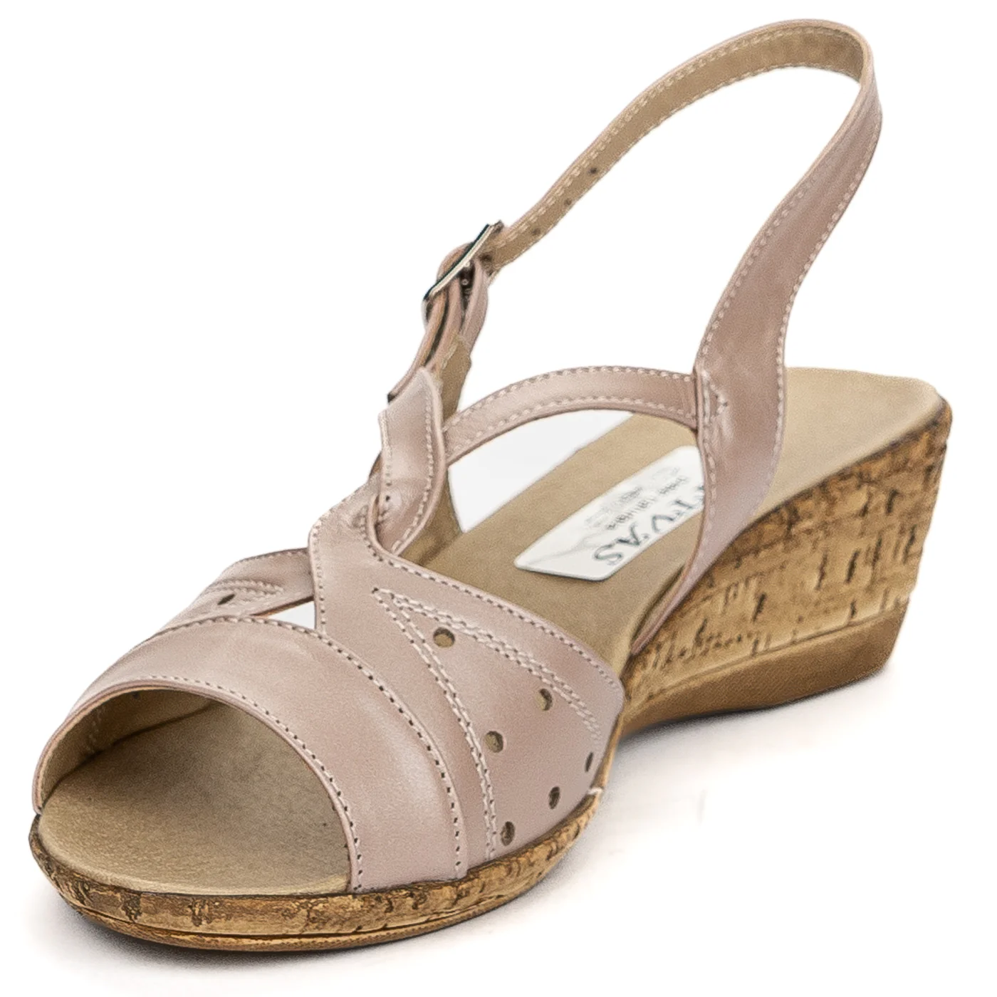 Sandale dama din piele naturala roz - nude 13750 - Image 3