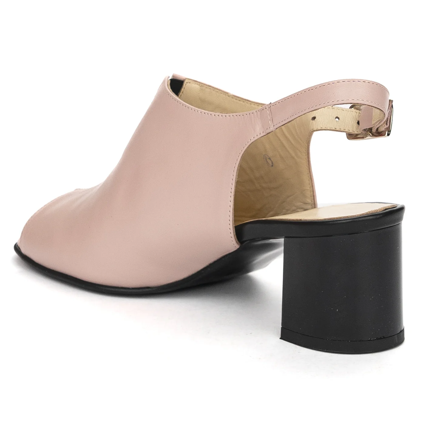 Sandale dama din piele naturala roz-nude cu toc gros 6 cm 13829 - Image 2